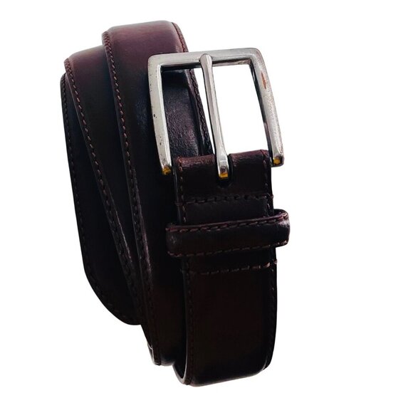 Brown Leather Chaps Belt With Silver Buckle 36/90 Mens Classic Style - Picture 1 of 6